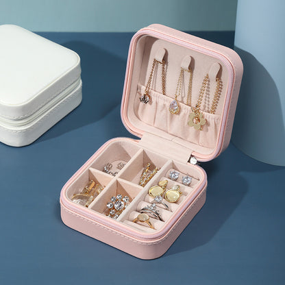 PU Leather Earrings Necklace Ring Earrings Necklace Ring Storage Zipper Portable Small Jewelry Storage Box - Free Shipping - Aurelia Clothing