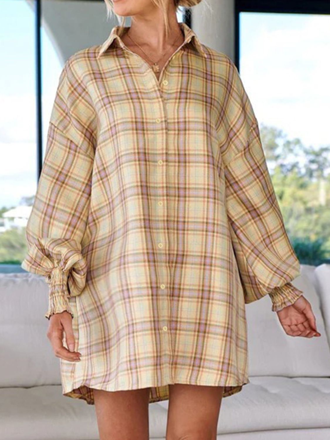 Plaid Button Up Long Sleeve Shirt - Aurelia Clothing