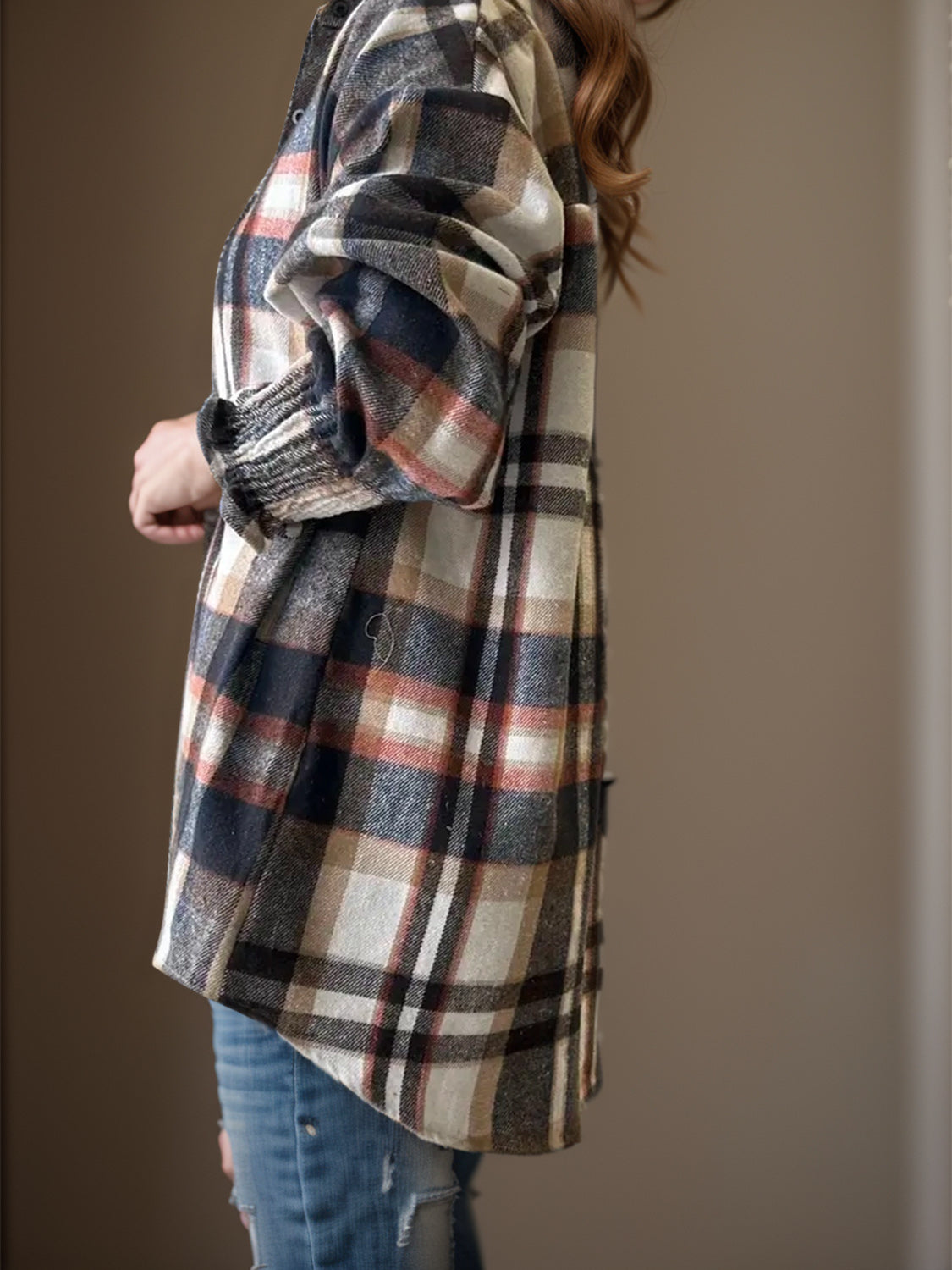 Plaid Button Up Long Sleeve Shirt - Aurelia Clothing