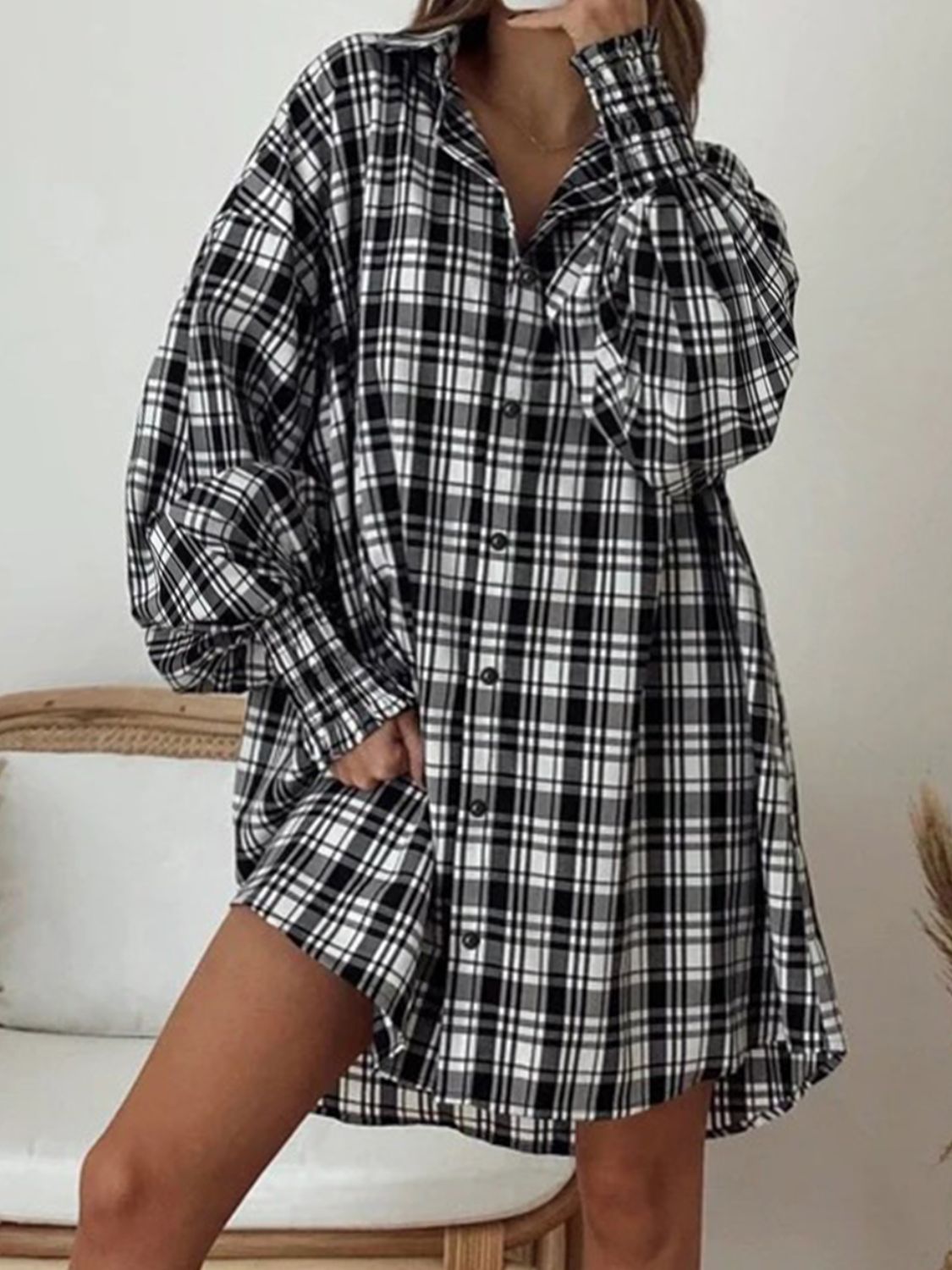 Plaid Button Up Long Sleeve Shirt - Aurelia Clothing