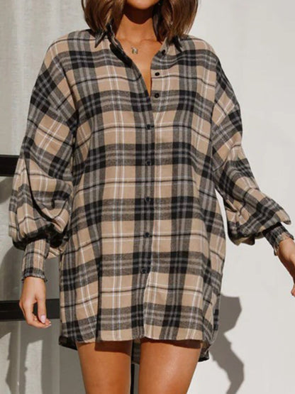 Plaid Button Up Long Sleeve Shirt - Aurelia Clothing