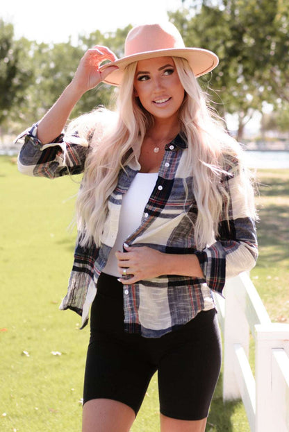 Plaid Button Up Long Sleeve Shirt - Free Shipping - Aurelia Clothing