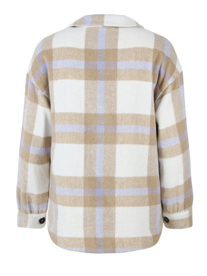 Plaid long sleeve shirt casual coat-Free Shipping - Aurelia Clothing