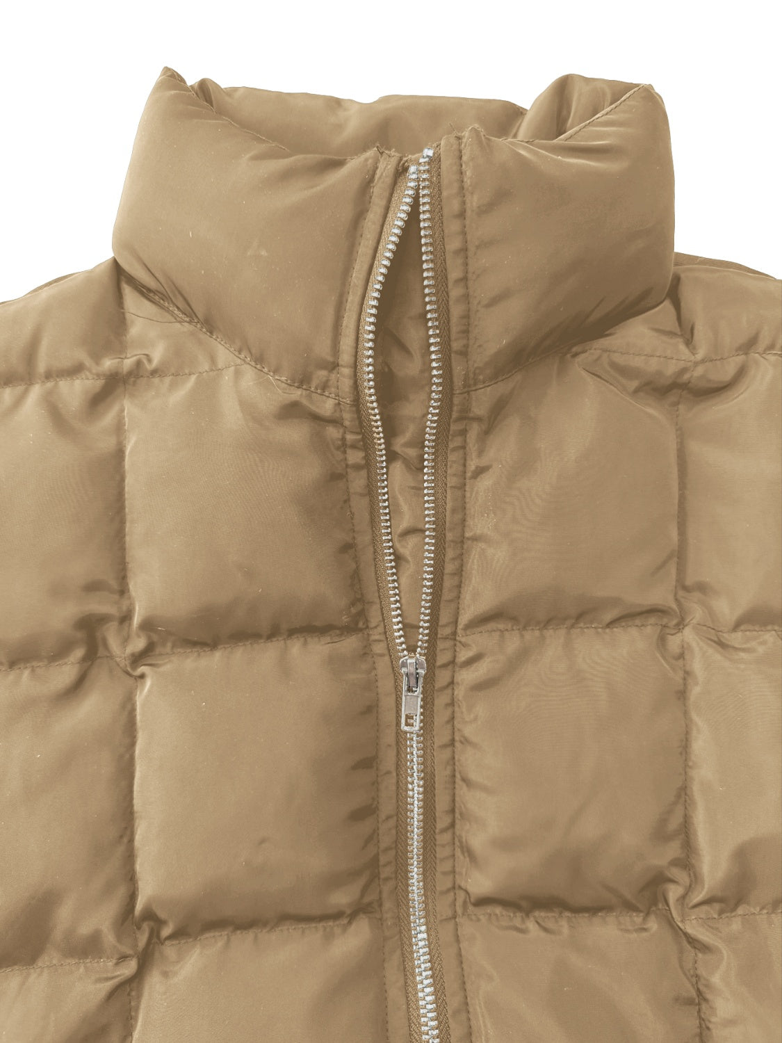 Pocketed Plaid Quilted Zip Up Winter Coat - Aurelia Clothing