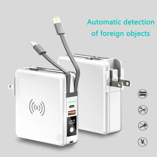 Power Bank 10000mAh With AC Plug 15W Fast Wireless Charging Powerbank USB Type C Mobile Phone Wall Charger for iPhone 14  - Free Shipping - Aurelia Clothing