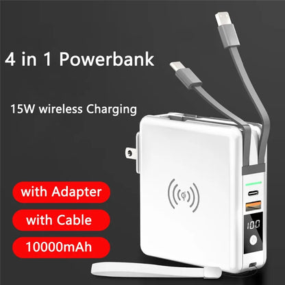 Power Bank 10000mAh With AC Plug 15W Fast Wireless Charging Powerbank USB Type C Mobile Phone Wall Charger for iPhone 14  - Free Shipping - Aurelia Clothing