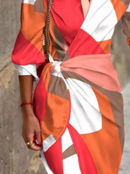 Printed Collared Neck Shirt Dress-Free Shipping - Aurelia Clothing