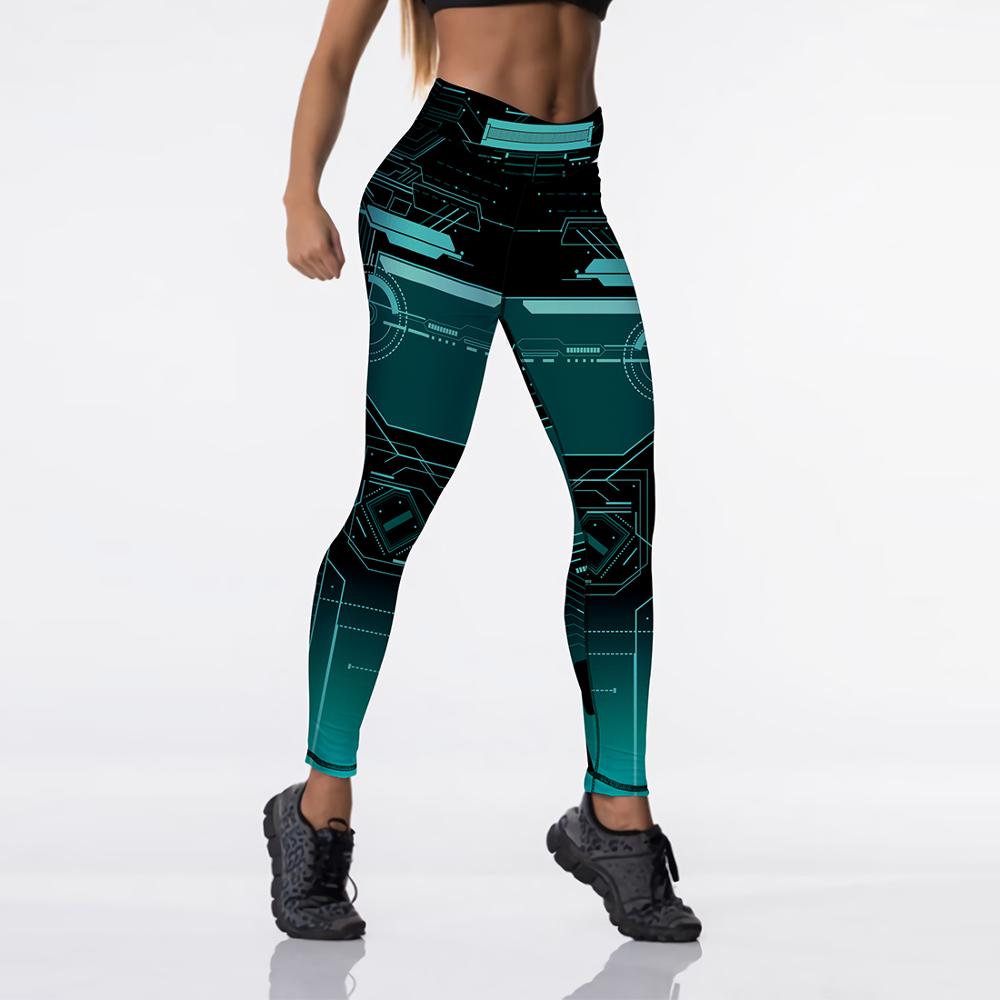 Qickitout 12%spandex Sexy High Waist Elasticity Women Digital Printed Leggings Push Up Strength Pants - Aurelia Clothing