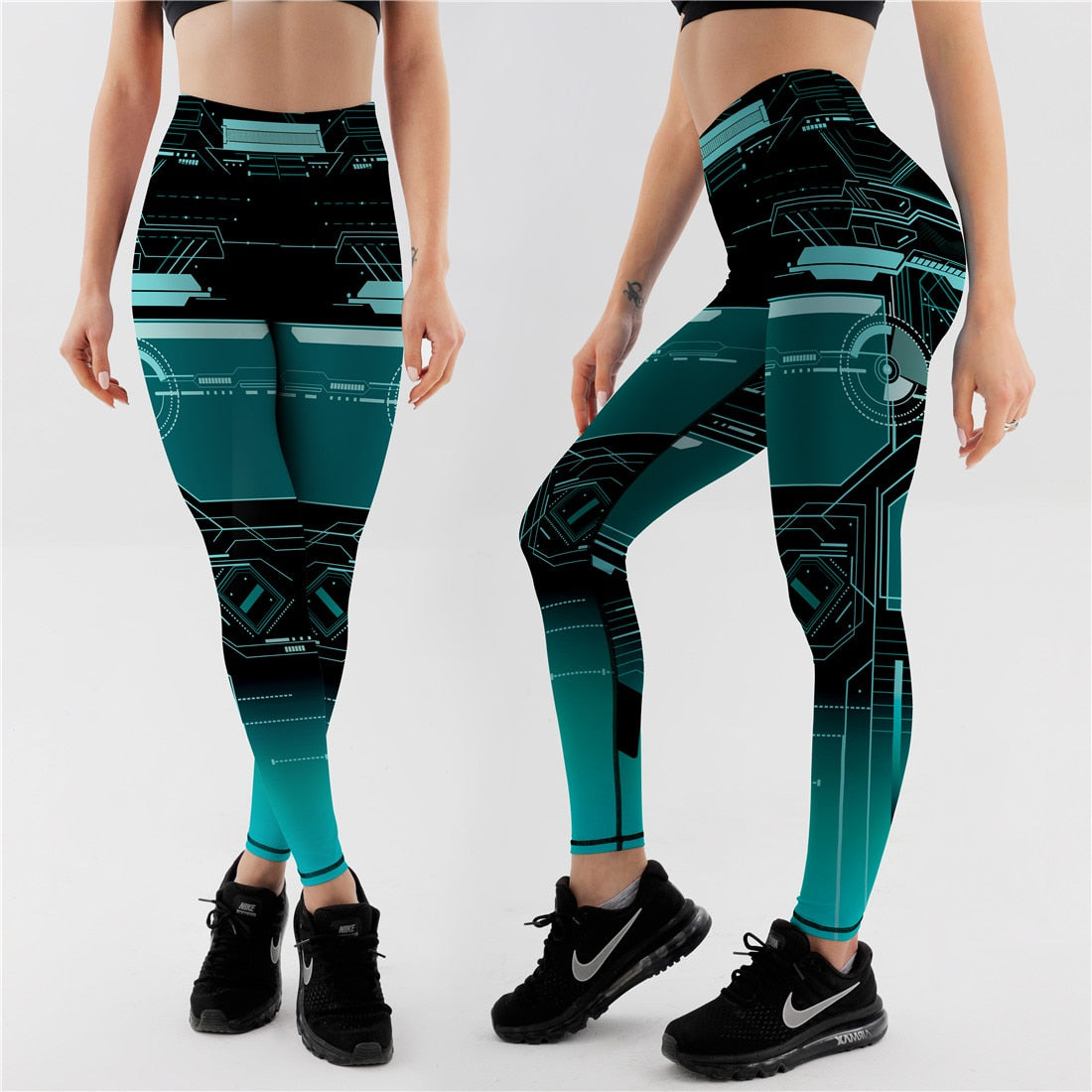 Qickitout 12%spandex Sexy High Waist Elasticity Women Digital Printed Leggings Push Up Strength Pants - Aurelia Clothing
