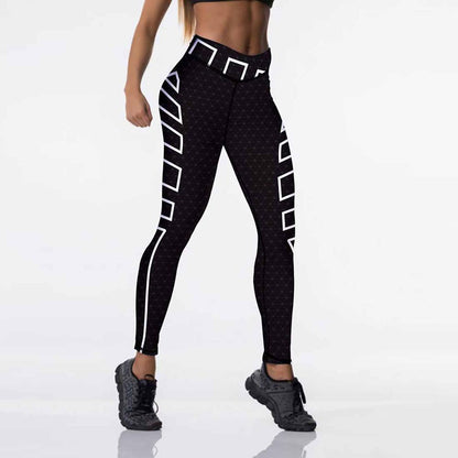 Qickitout 12%spandex Sexy High Waist Elasticity Women Digital Printed Leggings Push Up Strength Pants - Aurelia Clothing
