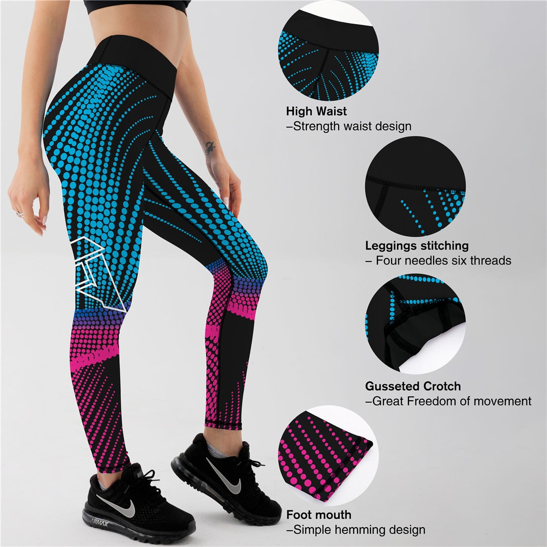 Qickitout 12%spandex Sexy High Waist Elasticity Women Digital Printed Leggings Push Up Strength Pants - Aurelia Clothing