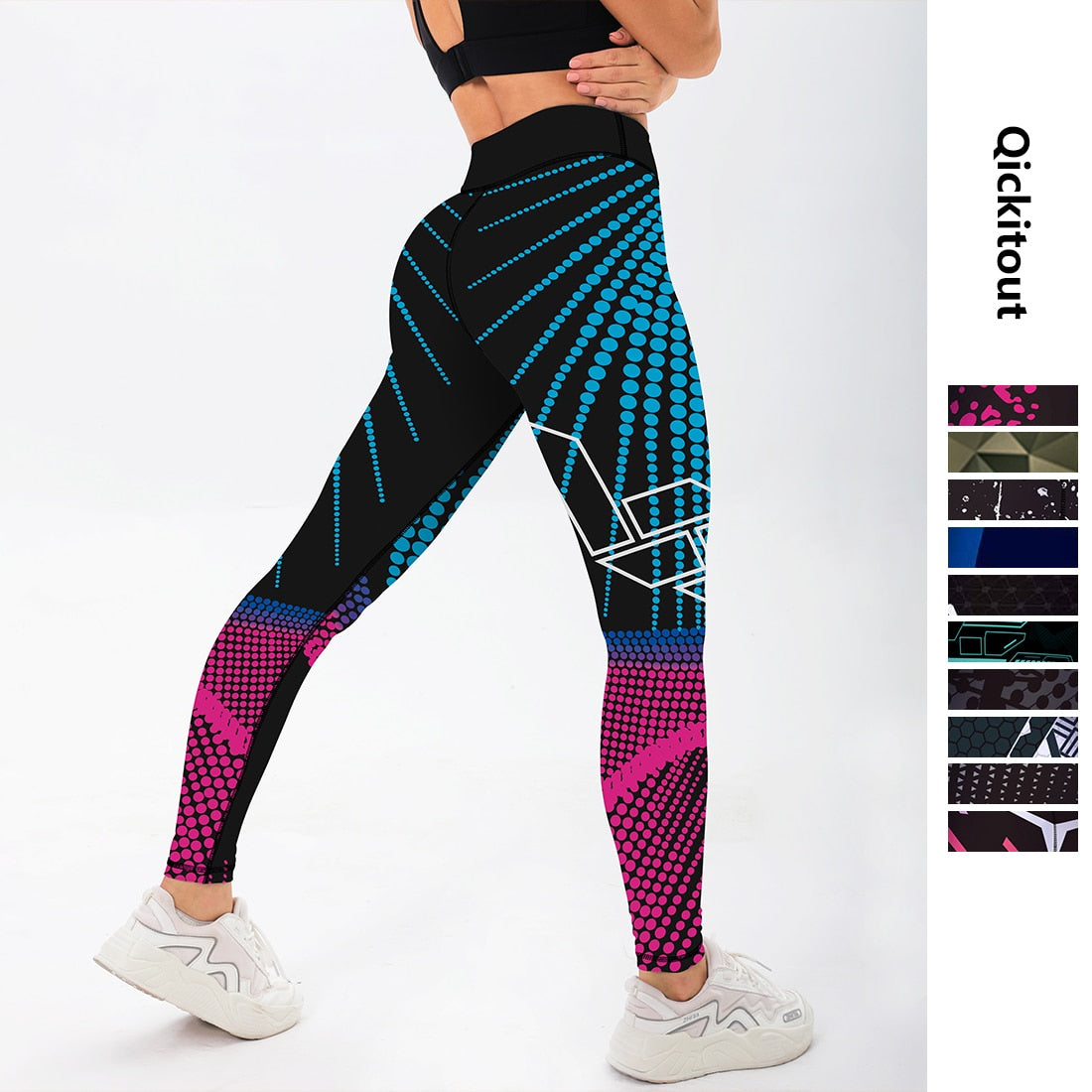 Qickitout 12%spandex Sexy High Waist Elasticity Women Digital Printed Leggings Push Up Strength Pants - Aurelia Clothing