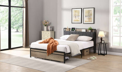Queen Size Platform Bed Frame-Free Shipping - Aurelia Clothing