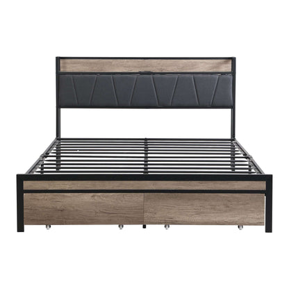 Queen Size Platform Bed Frame-Free Shipping - Aurelia Clothing