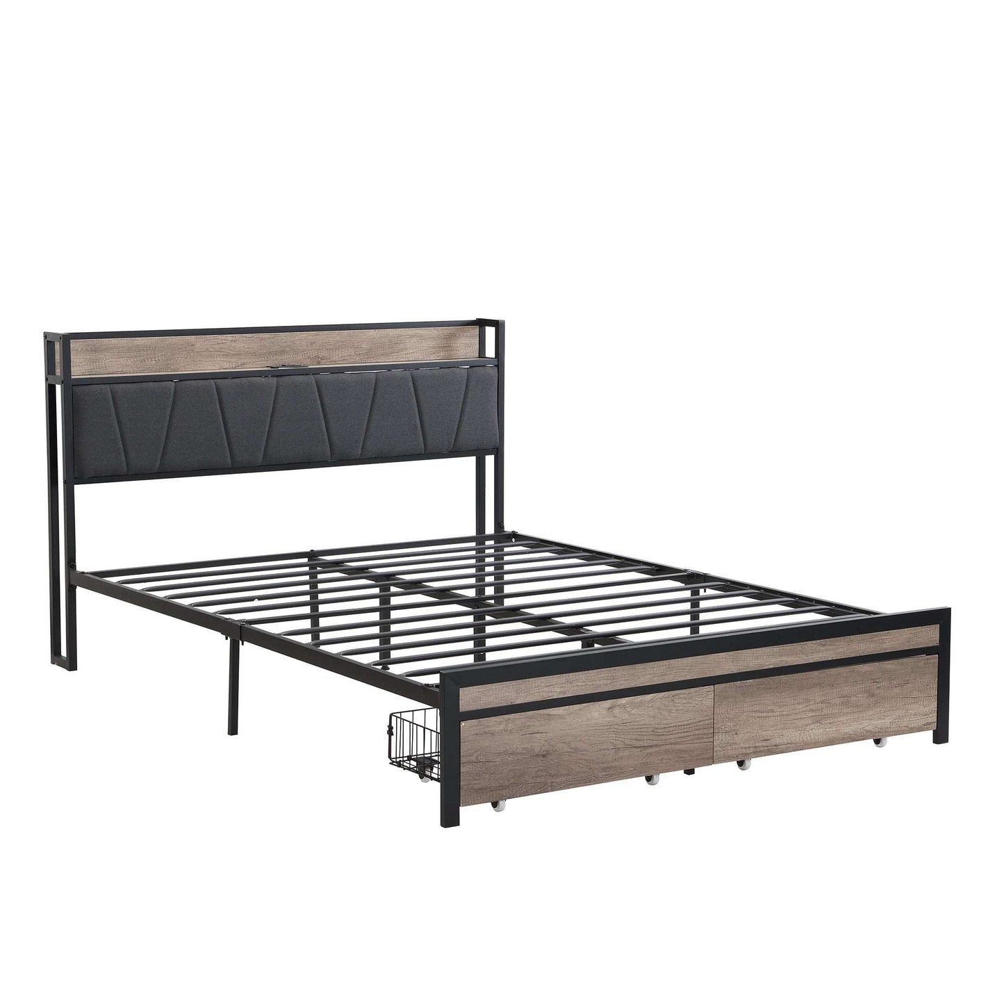Queen Size Platform Bed Frame-Free Shipping - Aurelia Clothing