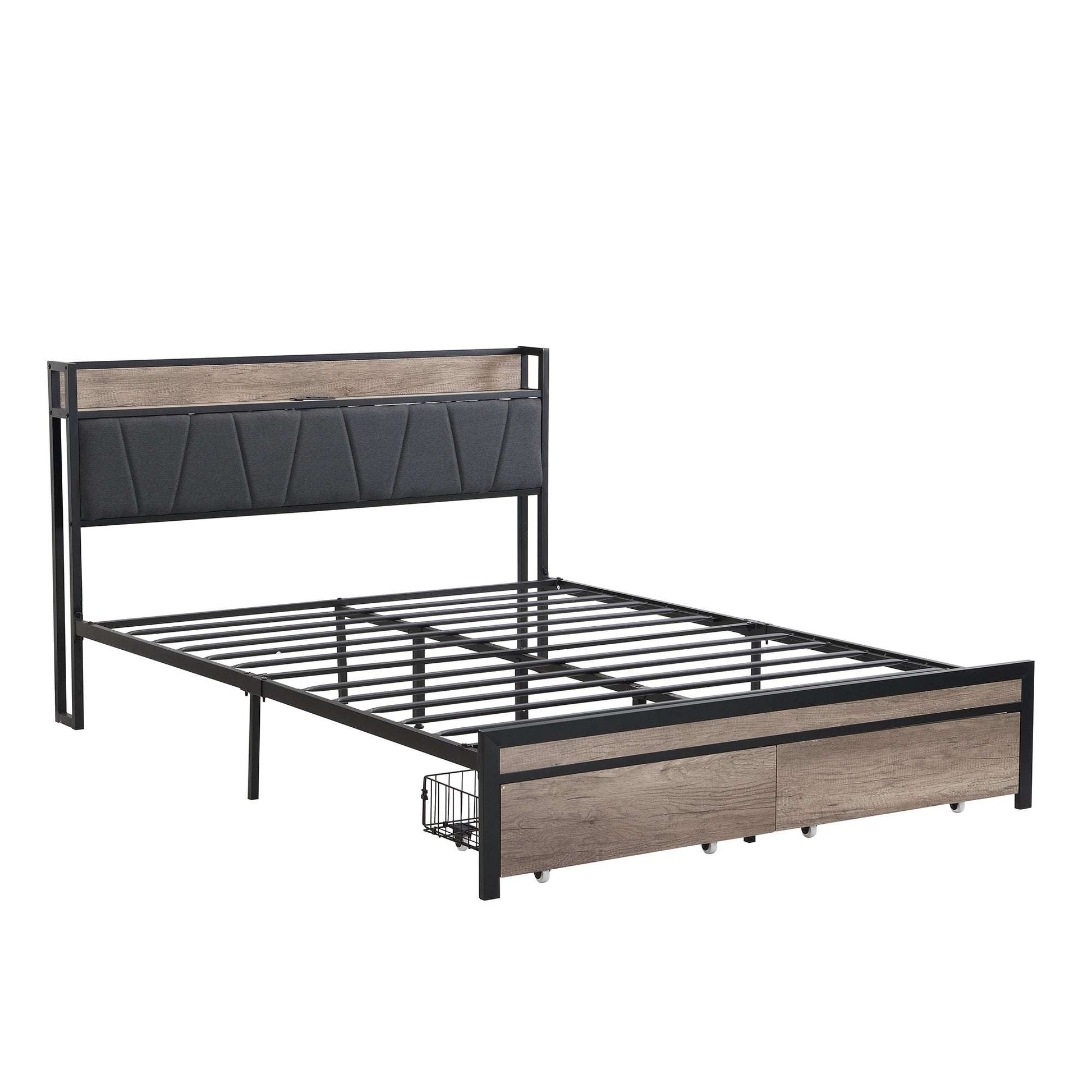 Queen Size Platform Bed Frame-Free Shipping - Aurelia Clothing