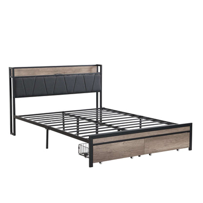 Queen Size Platform Bed Frame-Free Shipping - Aurelia Clothing