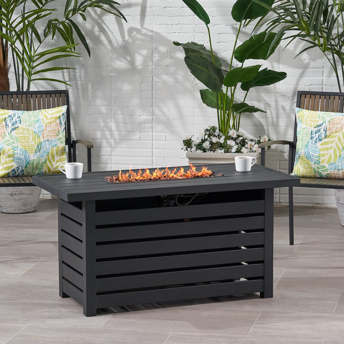 RECTANGULAR IRON FIRE PIT - 30 000BTU - Free Shipping - Aurelia Clothing
