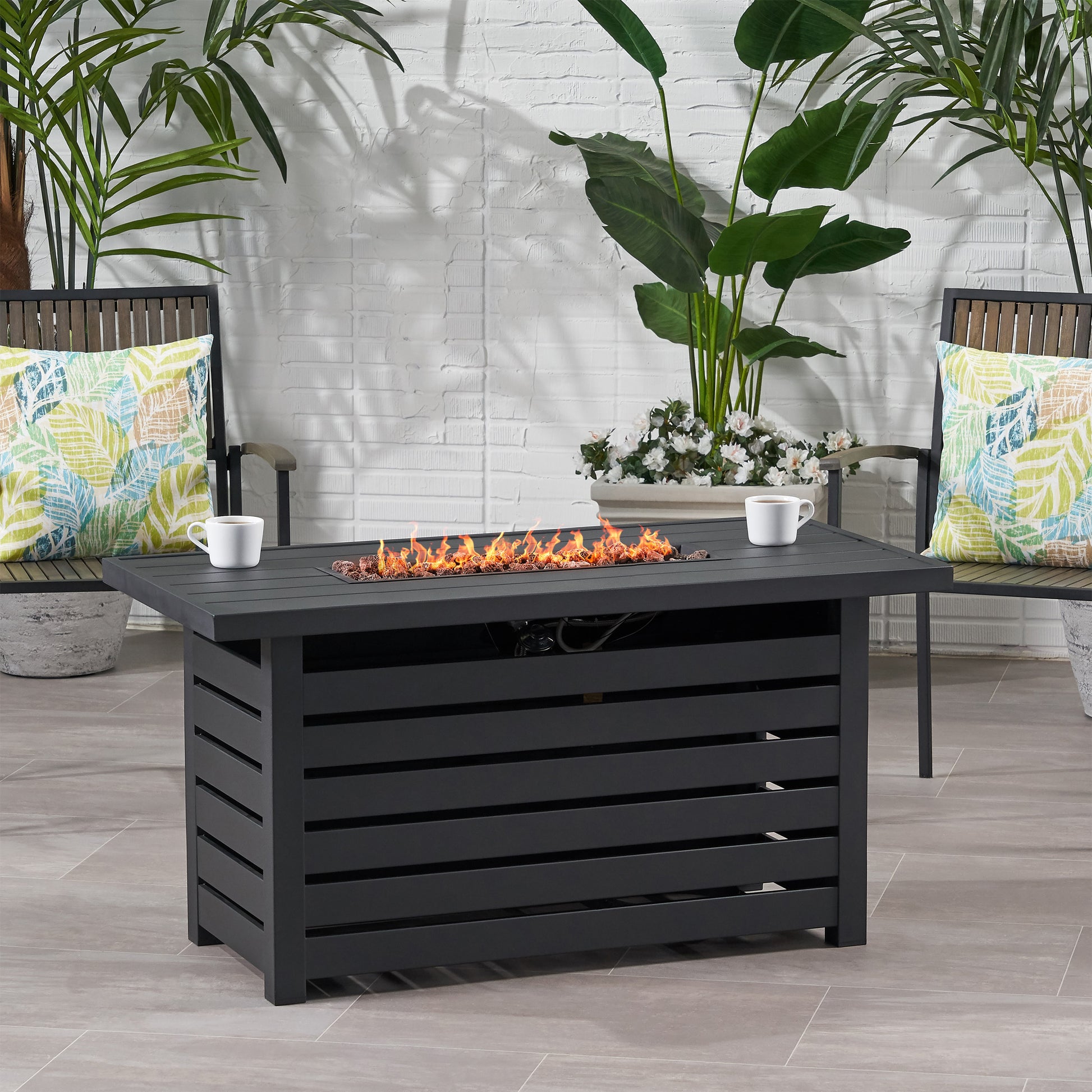 RECTANGULAR IRON FIRE PIT - 30 000BTU - Free Shipping - Aurelia Clothing