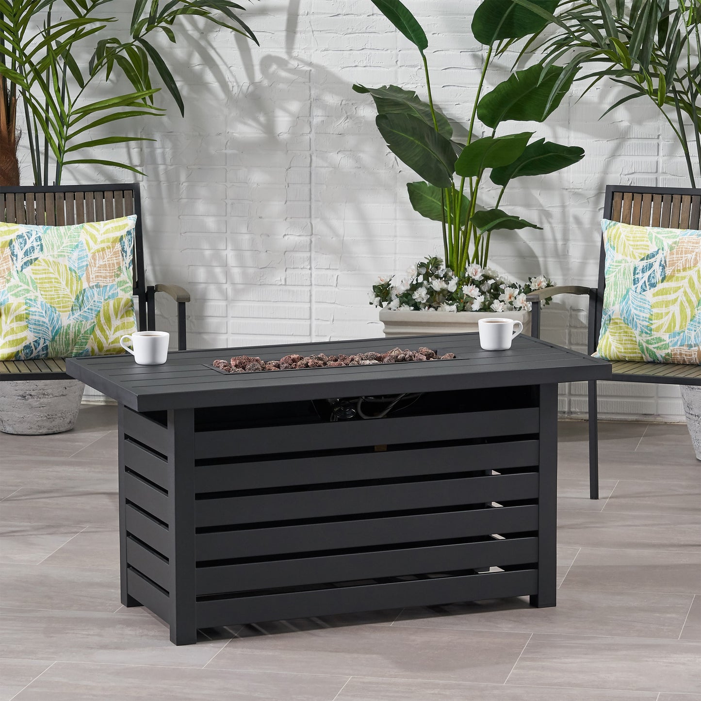 RECTANGULAR IRON FIRE PIT - 30 000BTU - Free Shipping - Aurelia Clothing