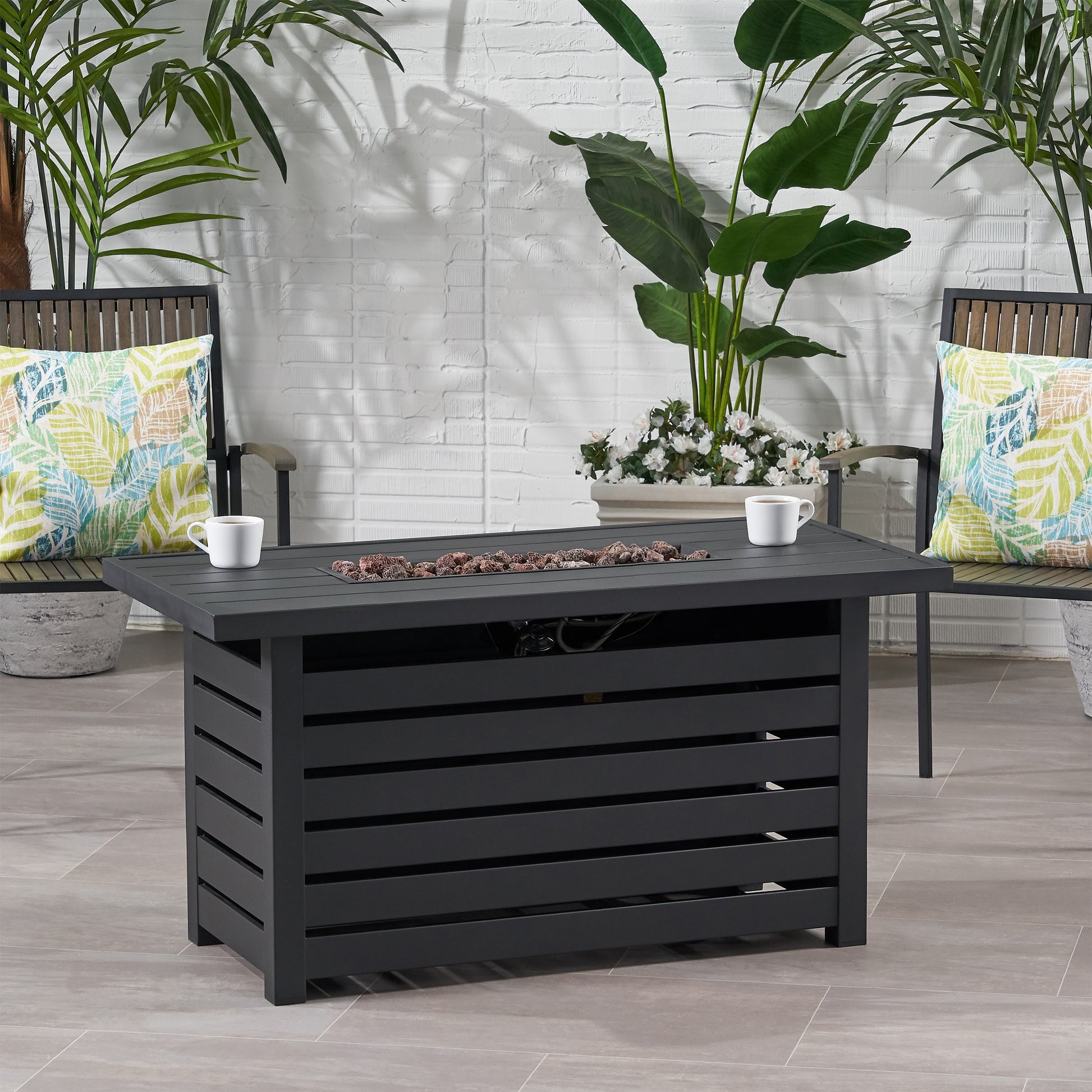 RECTANGULAR IRON FIRE PIT - 30 000BTU - Free Shipping - Aurelia Clothing