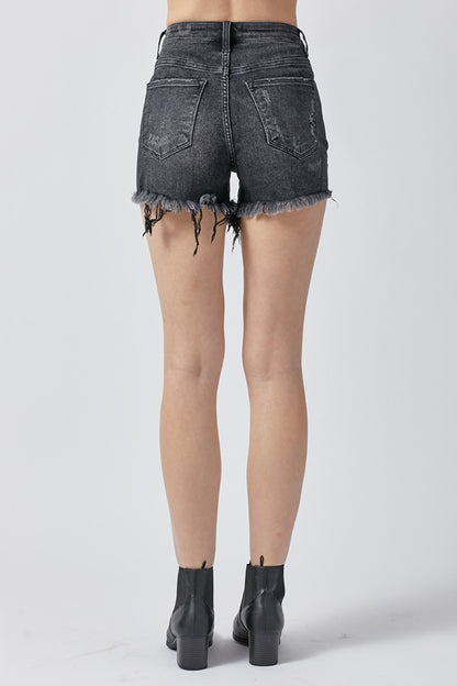 RISEN Raw Hem Denim Shorts with Pockets - Aurelia Clothing