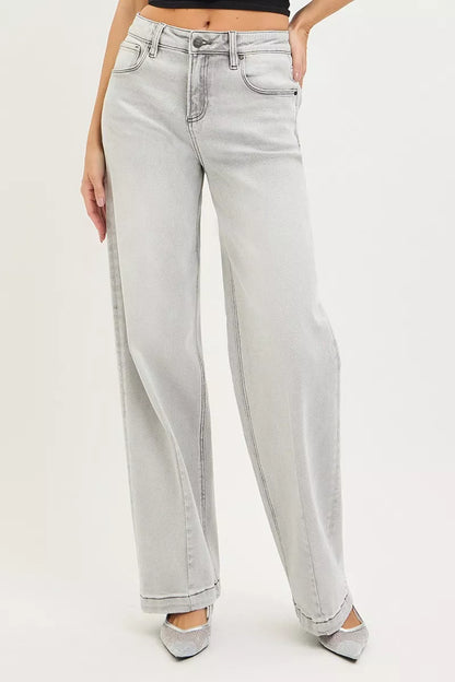 RISEN Slouchy Baggy Jeans with Contrast Stitching-Free Shipping - Aurelia Clothing