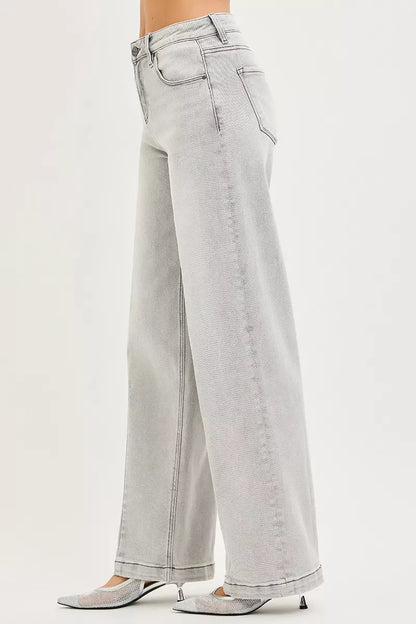 RISEN Slouchy Baggy Jeans with Contrast Stitching-Free Shipping - Aurelia Clothing