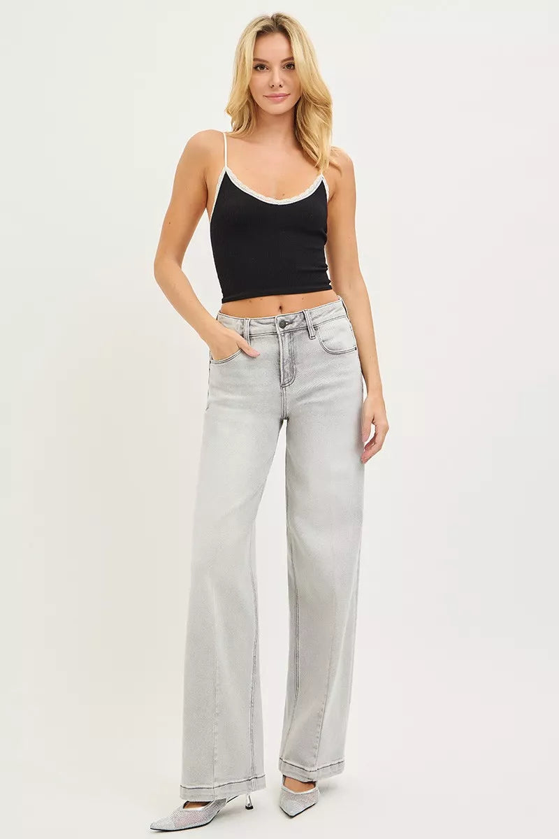 RISEN Slouchy Baggy Jeans with Contrast Stitching-Free Shipping - Aurelia Clothing
