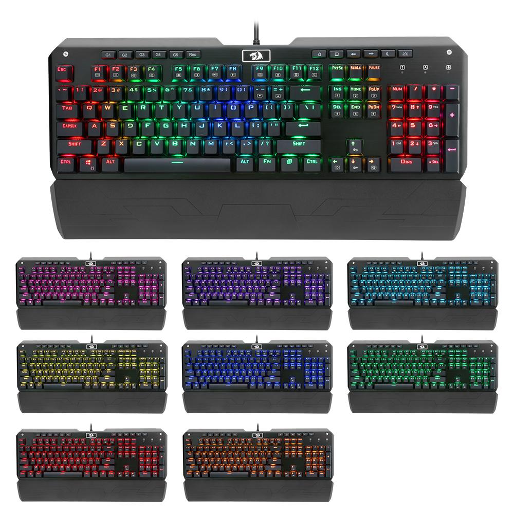 Redragon USB mechanical gaming keyboard ergonomic RGB LED backlit keys Full key anti-ghosting 104 wired Computer gamer K555RGB - Free Shipping - Aurelia Clothing