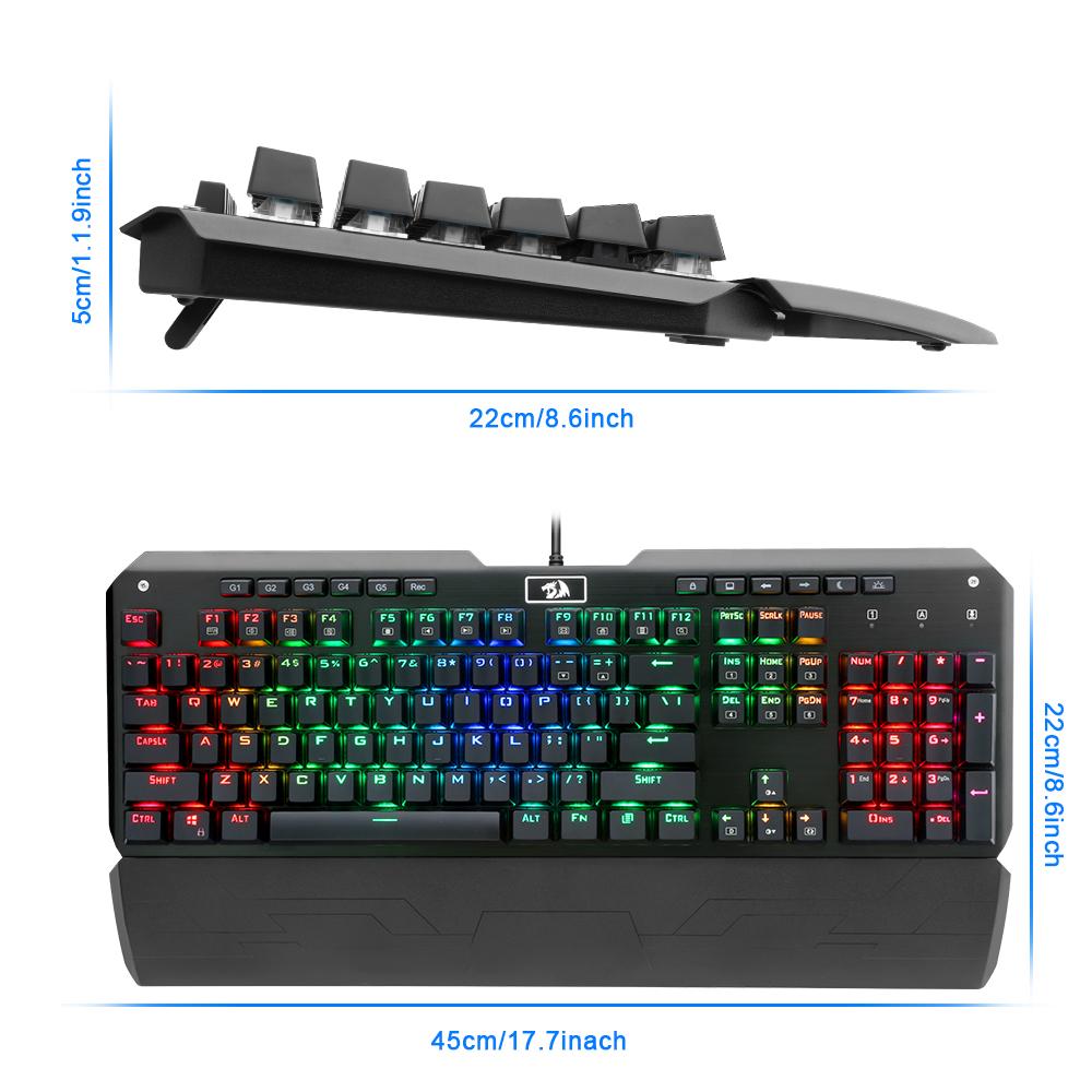 Redragon USB mechanical gaming keyboard ergonomic RGB LED backlit keys Full key anti-ghosting 104 wired Computer gamer K555RGB - Free Shipping - Aurelia Clothing