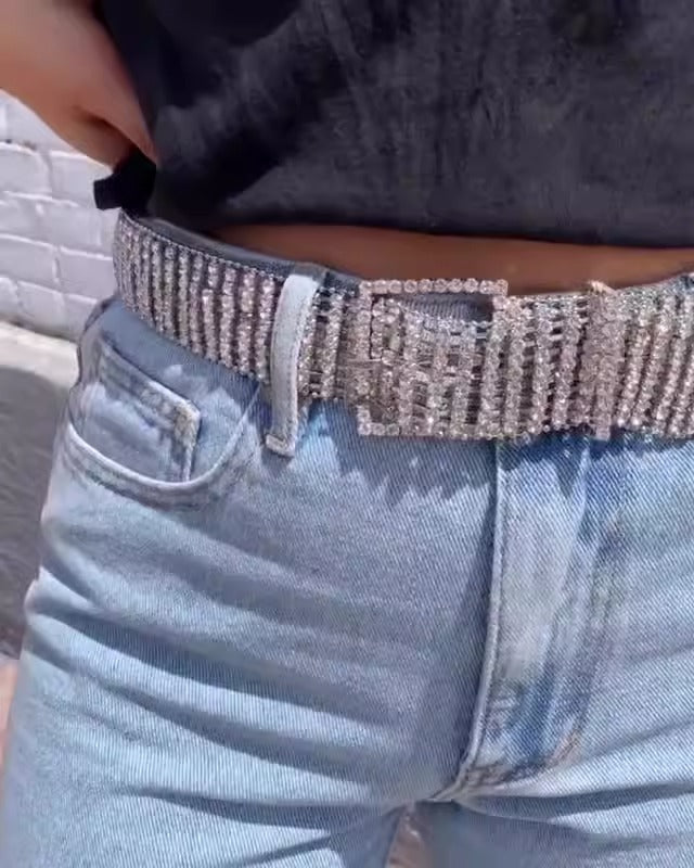 Rhinestone waist chain full of diamonds eight rows fashion all-match ladies belt personality jeans belt women - Free Shipping - Aurelia Clothing