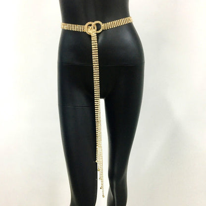 Rhinestone waist chain full of diamonds eight rows fashion all-match ladies belt personality jeans belt women - Free Shipping - Aurelia Clothing