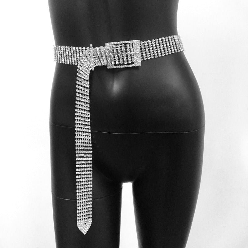 Rhinestone waist chain full of diamonds eight rows fashion all-match ladies belt personality jeans belt women - Free Shipping - Aurelia Clothing