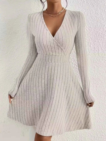 Ribbed Knit Wrap Mini Dress - Free Shipping - Aurelia Clothing