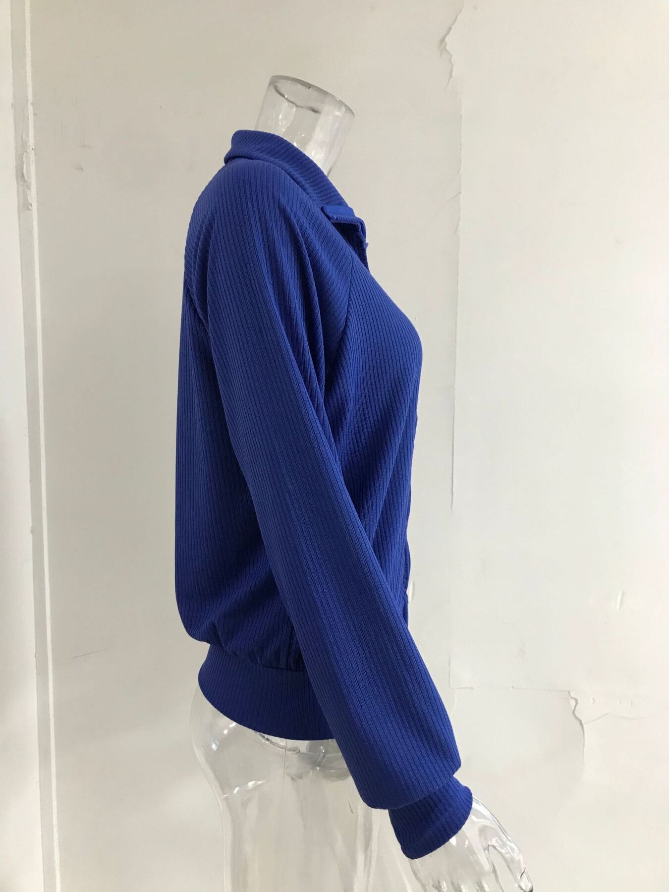 Ribbed Knit Zip-Up Outerwear Plus Size-Free Shipping - Aurelia Clothing