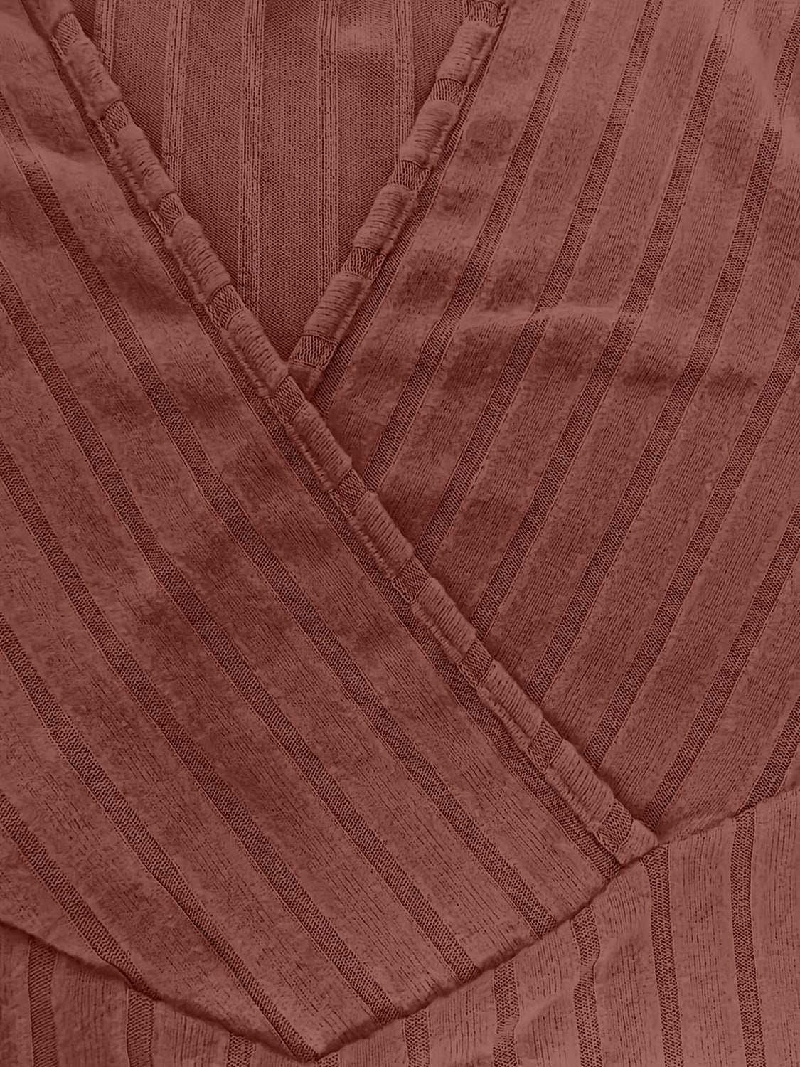 Ribbed Surplice Long Sleeve T-Shirt - Aurelia Clothing