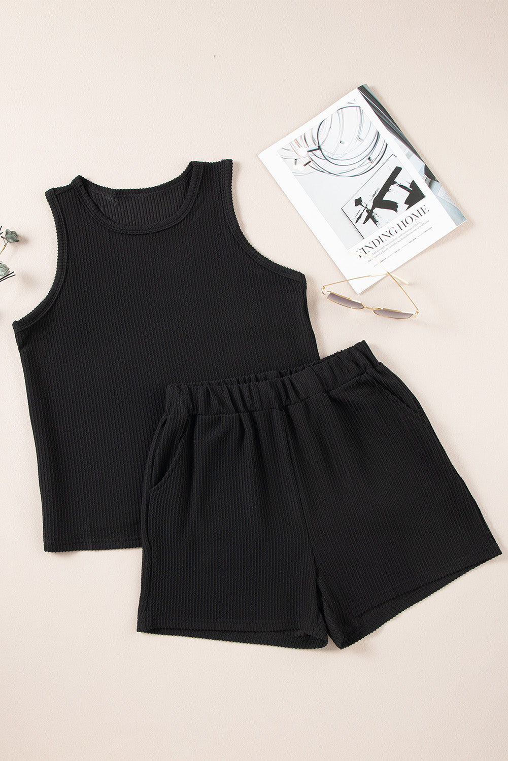 Round Neck Sleeveless Top and Shorts Set - Aurelia Clothing