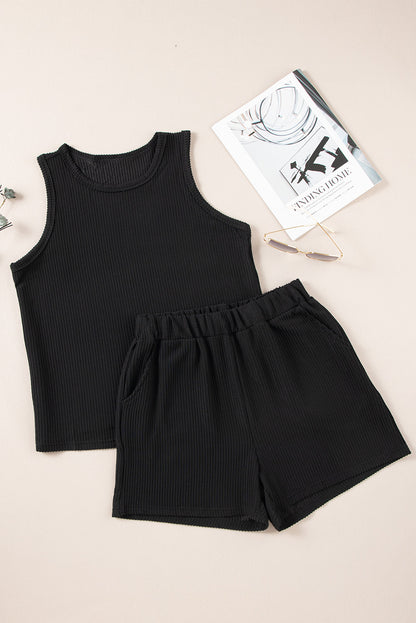 Round Neck Sleeveless Top and Shorts Set - Aurelia Clothing