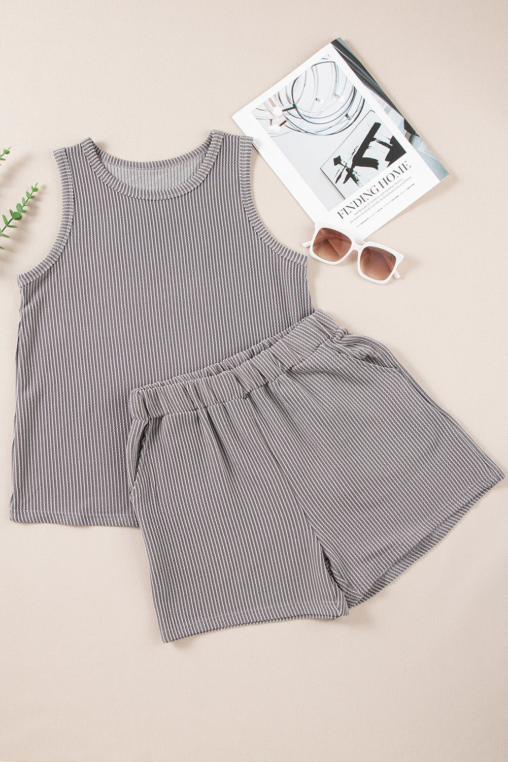 Round Neck Sleeveless Top and Shorts Set - Aurelia Clothing