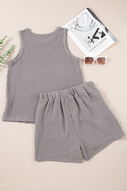Round Neck Sleeveless Top and Shorts Set - Aurelia Clothing