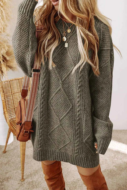 Round Neck Sweater Dress-Free Shipping - Aurelia Clothing