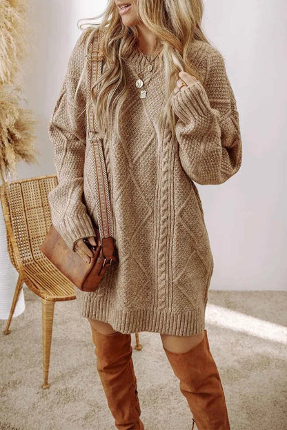 Round Neck Sweater Dress-Free Shipping - Aurelia Clothing