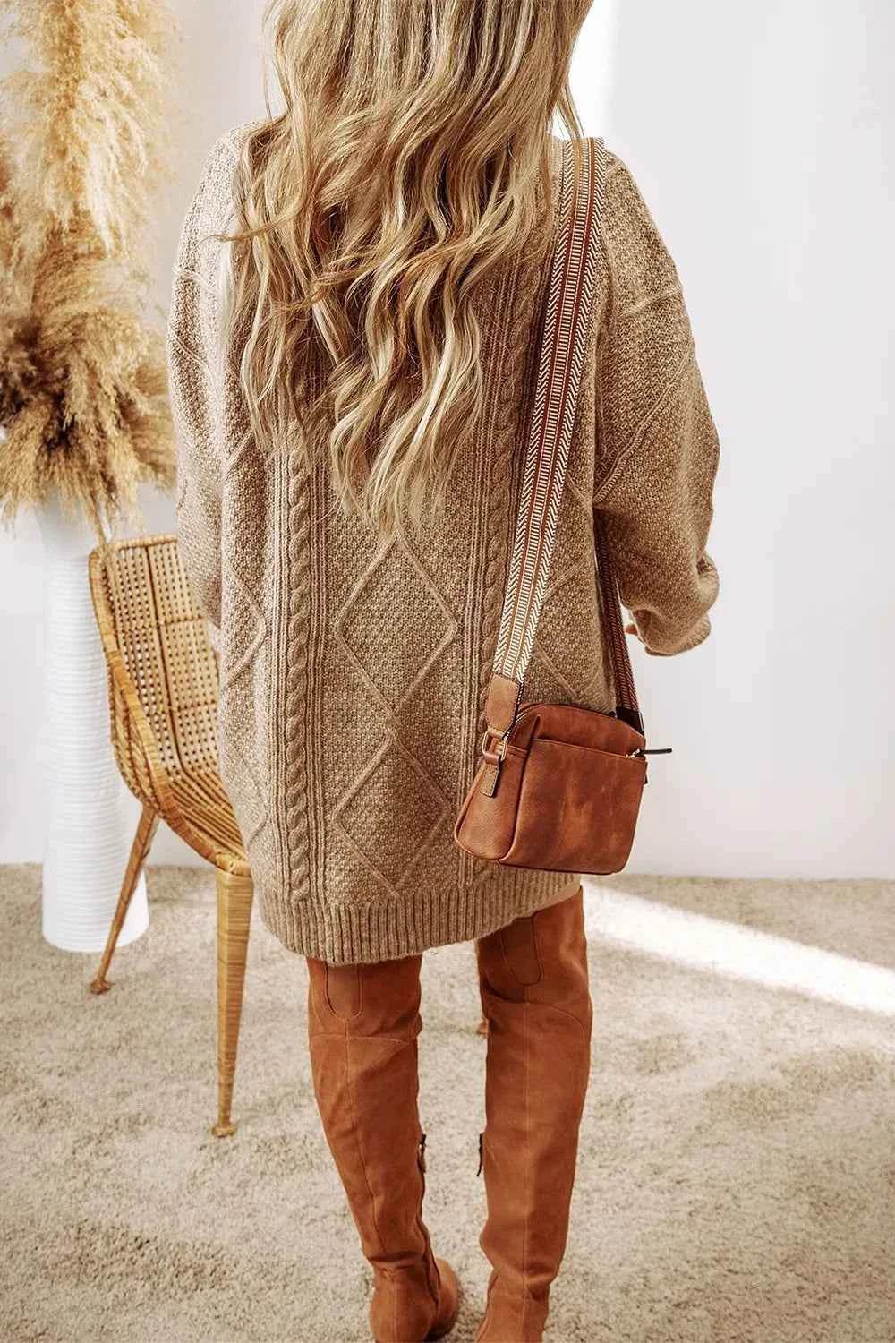 Round Neck Sweater Dress-Free Shipping - Aurelia Clothing