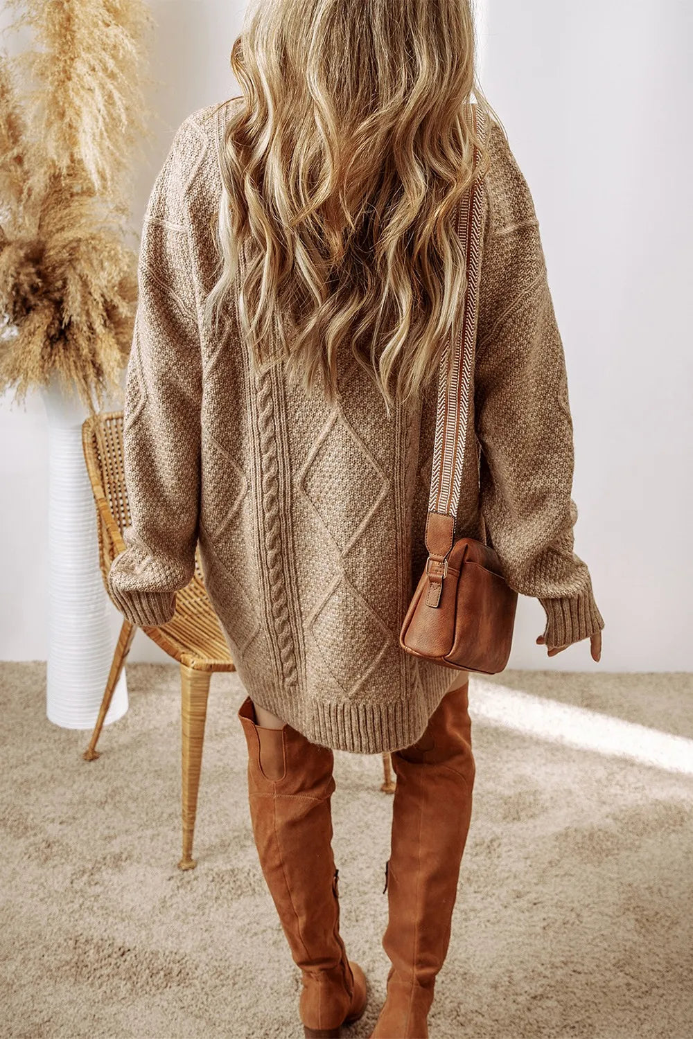 Round Neck Sweater Dress-Free Shipping - Aurelia Clothing