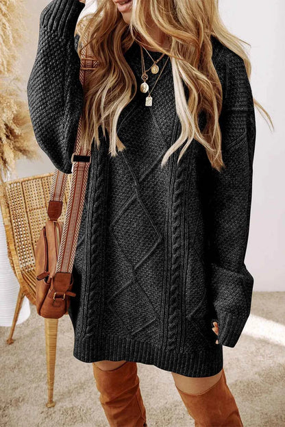 Round Neck Sweater Dress-Free Shipping - Aurelia Clothing