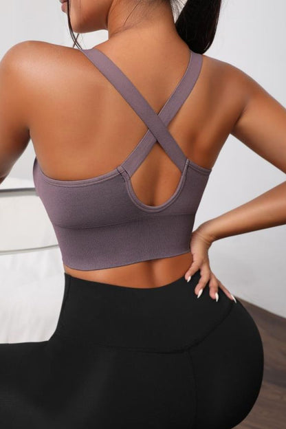 Scoop Neck Long Active Bra - Free Shipping - Aurelia Clothing