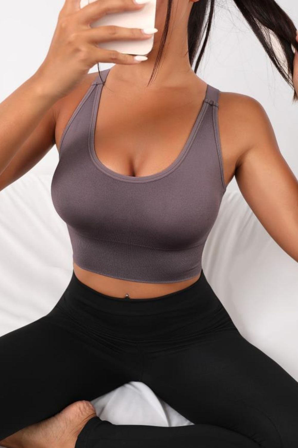 Scoop Neck Long Active Bra - Free Shipping - Aurelia Clothing