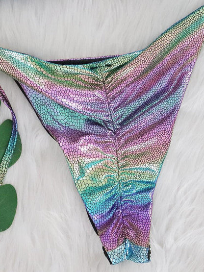 Sexy colorful snake print hot stamping bikini set - Free Shipping - Aurelia Clothing