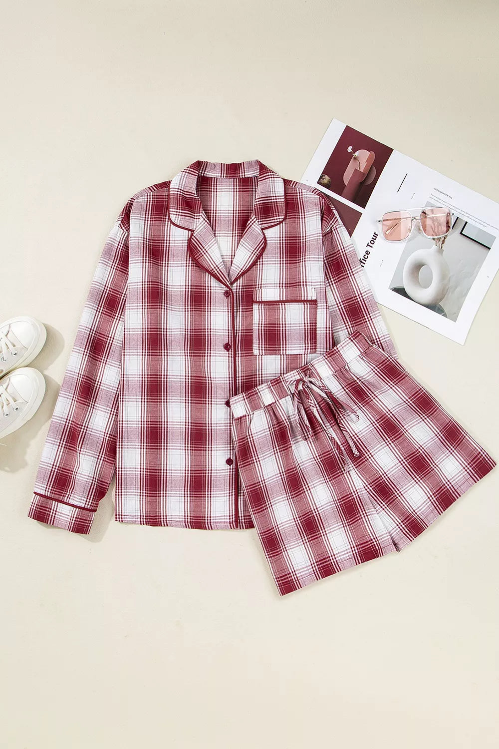 Shirt and Drawstring Shorts Lounge Set-Free Shipping - Aurelia Clothing